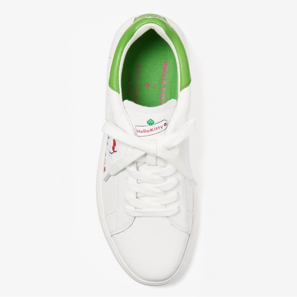 ♠️Kate Spade New York X Sanrio Hello Kitty Leather Sneaker, Optic White NIB - Picture 4 of 7